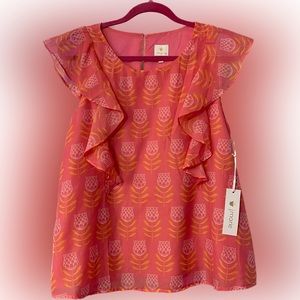 💖🧡J.marie, maeve ruffle top, pink, Large, The Impeccable Pig Boutique